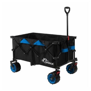 SAMAX Faltbarer Bollerwagen Offroad Travel - Schwarz/Blau - Black Edition