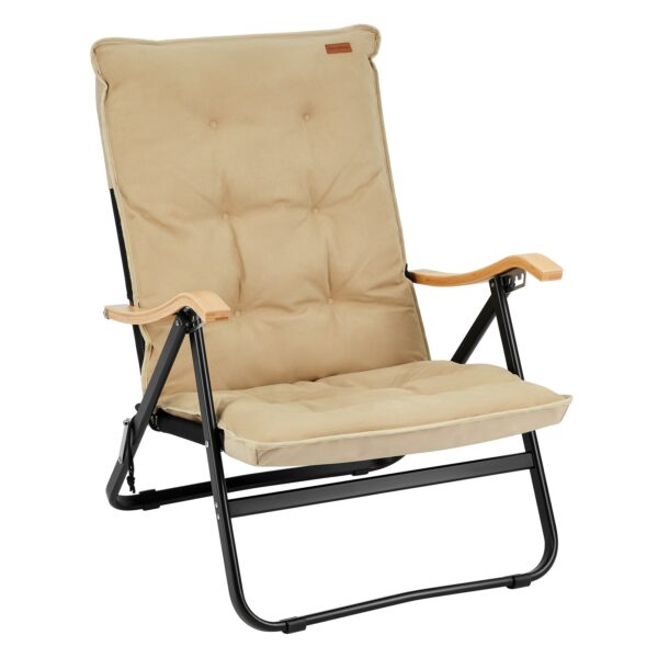 KINGCAMP Lounge Chair Hayden Deluxe Polster Camping Stuhl XL Niedrig Holz 150 kg